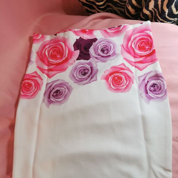 Golds Infinity White Rose Mini Dress Size Small Bodycon Gyaru Gal Fashion Party - Picture 4 of 8